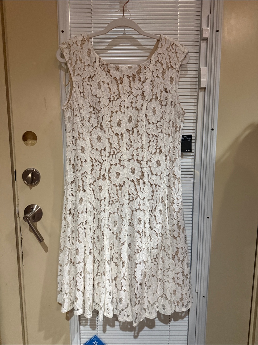 Gabby Skye Ivory Lace Midi Dress